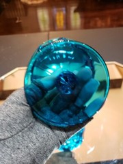 CANDY DISH & LID 7″ ASHBURTON Westmoreland Bermuda Blue Peacock Glass vtg 1970s