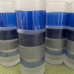 Frosted Collins /Iced Tea Glasses with Glossy Blue Purple and GrittyGrey Bands