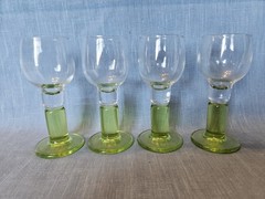 Bormioli Rocco Limoncino Liquor 4.5″ Cordial Glasses Thick Green Stem Set of 4