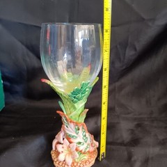 Fitz and Floyd Exotic Jungle Water Wine Goblet Glass Jaquar Leopard Classics NOB