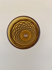 Vintage Indiana Whitehall Colony Cubist Amber Set 6 Glass Footed Tumblers MCM 6″