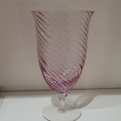 Pink Swirl Art Glass Goblet Decorative Glossy Contemporary
