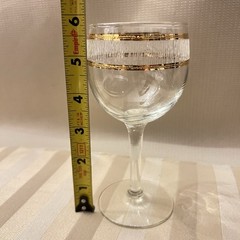 Culver Icicle Set of 4 Wine Glasses 6 oz MCM Clear Glass 22K Gold Trim