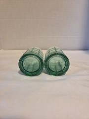 Vintage Anchor Hocking Green Tartan Glasses 4″ Lot of 2