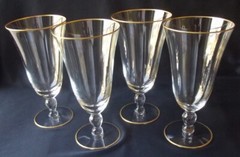 SET OF 4 VINTAGE GLASTONBURY-LOTUS ‘SHARON CLEAR’ CRYSTAL ICE TEA GLASSES 6-5/8″