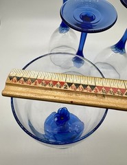 4 LIBBEY DOMAINE BLUE PETAL FACETED STEM 10oz WATER GOBLETS 8″ Cobalt 💙 EUC