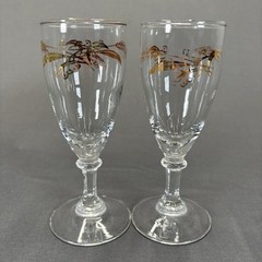 Lifetime Prairie Gold Wheat Juice Glasses 5 3/4″ Set of 4 Gold Trim MCM