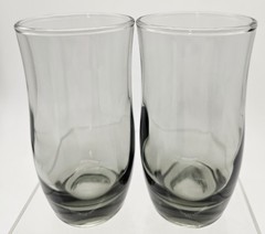 Set of 2 Mid Century Swedish Modern Smoke Flat Juices Glasses by Duz Crystal