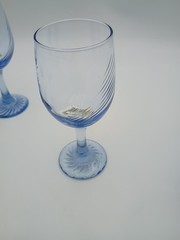 RARE 9 – 1960 Libbey Misty Blue Swirl Sapphire Design Wine Glass Goblets | 7 1/8