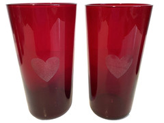 Set of 5 Wine Glasses Red Etched w Love – Me – Tender – love – True 8 oz.