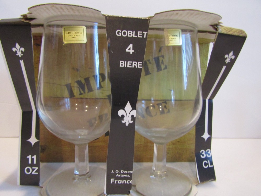 J.G. Durand NOBLESSE Set of 4 LUMINARC 11 oz Stemware Goblets ARQUES,FRANCE 33CL