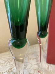 Lenox 1998 Champagne 11″ Holiday Gems Toasting Flutes Emerald Set of 2 New In Bx
