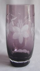 Longdrink Highball Glass Tumbler Crystal Amethyst Cut to Clear Grapes 5 7/8″