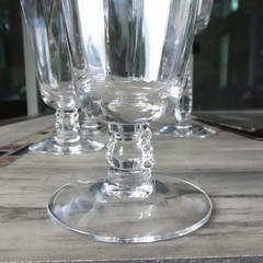 Set of 4 Fostoria Glass Optic Silver Flutes Water Juice Goblets 6037 Stemware