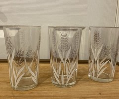 3 MCM Libbey Jeanette Wheat Pattern Drinking Glasses White & Gold 4.75”