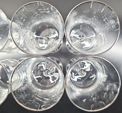 6 Noritake Rhythm Clear Water Goblets Set Vintage Platinum Trim Stemware Bar Lot