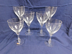 B8 – Fostoria Glass Co. USA Crystal Chapel Bells Water Goblets Lot of 6