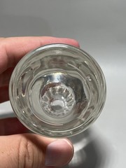 Vintage Clear Glass Shot Glass 2oz Heavy Bottom White Stripe Barware 3 inch Tall