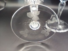 SET OF 2 WEBB CORBETT Floral INTAGLIO Crystal Stemmed Water Goblets Signed