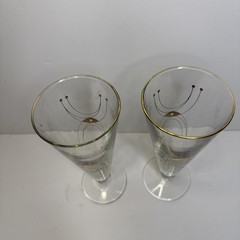2 Libby MCM Atomic Adagio Pilsner Beer Glasses 8″ Tall