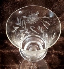 🥂VTG. XL Wine Water Cocktail Glass w/Etched Base Bulbous Stem 🍷