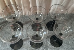 Vintage Six Candlewick Glasses With Ebony Stems 6” Excellent Condition