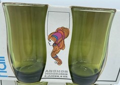 Vintage Emerald Green 4 Pack Anchor Hocking #3076 6 Ounce Juice Glasses