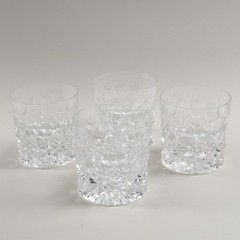Set of (4) Double Old Fashioned Heavy Crystal Cut Design Clear