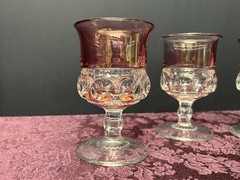 Indiana Glass King Crown Thumbprint Ruby Red Goblets Set of 4, 5.5 Color Loss