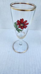 MCM 1960’S 4 VTG Sherry Cordial GLASS STEMWARE, FLORAL FLOWERS Gold Gild