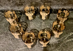 VTG Libby Franco Smoke Color Wheat & Sheath Juice glasses set of 8 MCM 1970’s