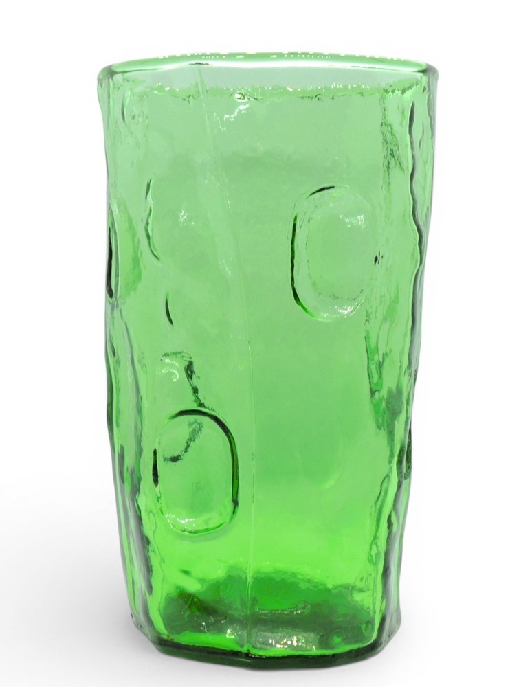 Vintage Mid Century Tex Decatur Glass Thumbprint Tumbler Green