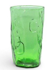 Vintage Mid Century Tex Decatur Glass Thumbprint Tumbler Green