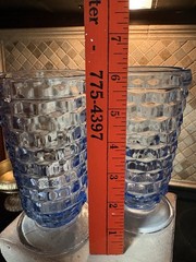 Set 5 Vintage Indiana Glass Whitehall Blue Iced Tea Footed Tumbler Cubist Colony