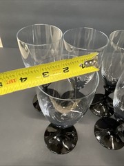 Rare Vintage Mikasa Alexandra Black Wine Stemware Goblet Glass / Iced Tea Set 6