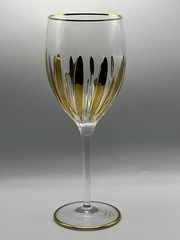 CC Zecchin Incanto Crystal Wine Goblet Gold Accent Venezia Italy 9”