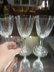 (4) Water goblet 6-5/8″ Glasses, Crystal Baccarat Epron Cut base Signed aft 1936