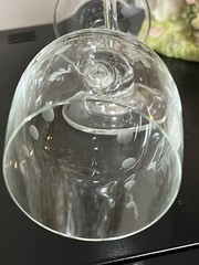 3 Red Wine Glasses Frosted Geometric Art Glass 9oz Swirl Dots Lines 3.25” Stem