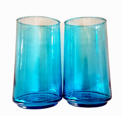 Libbey Blue Water Glass Tumbler LOT Aqua Turquoise 12 oz VTG Highball Iced Tea