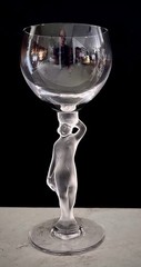 Bayel Crystal Venus Bacchante Wine Glass France Frosted Nude Figural Stem Goblet