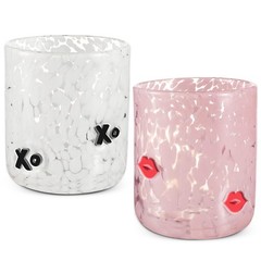 Skylety 2 Pcs Valentine Glass 14 oz Double Old Fashioned Cocktail Cups