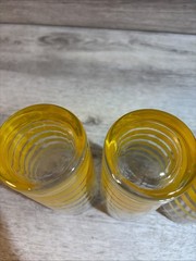 Vintage MCM Yellow Striped Drinking Glasses Lot of 4 Highball Retro Summer Cool