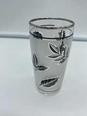Libbey Silver Leaf Clear & Satin 6 ounce Juice Glasses Set of 5 Vintage