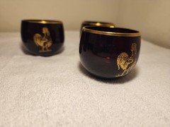 Vintage 1930s Martini Shaker Set Ruby Red With Gold Roster