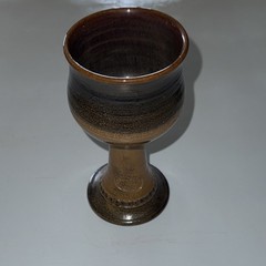 Bendigo Pottery Handmade Stoneware Goblet Brown Tan Australian Original CL70