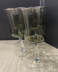 NORITAKE Rainbow Green Platinum Rim Crystal Water Glasses SET 5