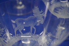 Hunt Safari Animal Scenes-(6) Low Sherbet Champagne Glasses, 3 3/8″ -LOT B (B61)