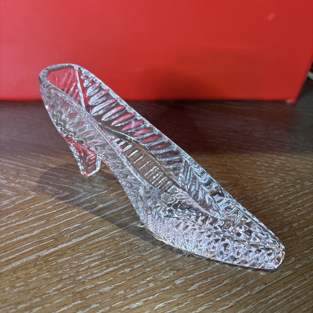 Vintage Beyer Bavaria Cut Crystal Glass Cinderella Shoe Slipper 7″x2″ (Bin 3)