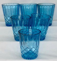 6 US Glass AUNT POLLY BLUE *3 1/2” 8 oz TUMBLERS*