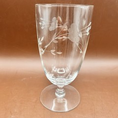 SET OF 4 PRINCESS HOUSE HERITAGE FOOTED ICED TEA GLASSES #425 FLORAL ETCHED 6”